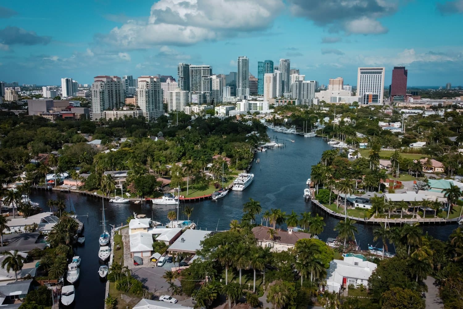 Downtown Fort Lauderdale and the New River seen from the air.